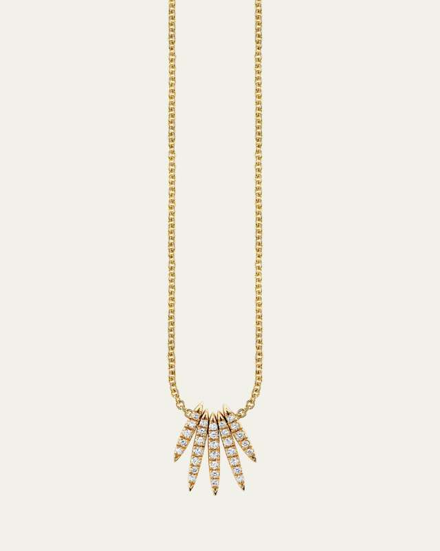 14K Yellow Gold Needle Drop Diamond Necklace